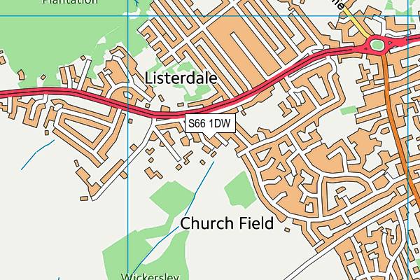 S66 1DW map - OS VectorMap District (Ordnance Survey)