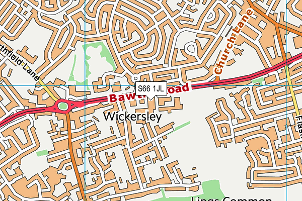 Wickersley School And Sports College map (S66 1JL) - OS VectorMap District (Ordnance Survey)