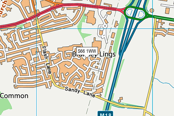S66 1WW map - OS VectorMap District (Ordnance Survey)