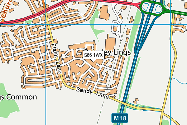 S66 1WX map - OS VectorMap District (Ordnance Survey)