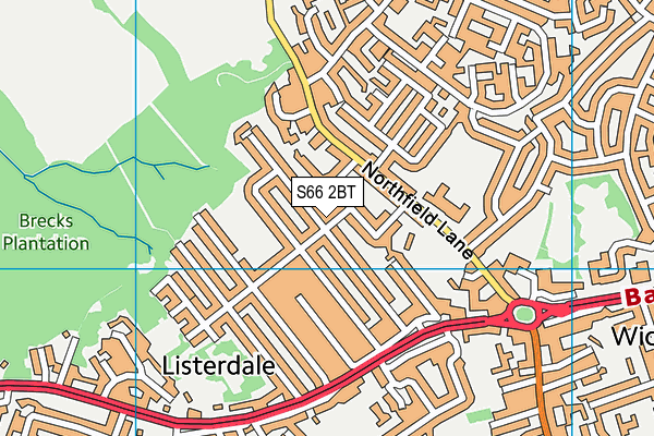 S66 2BT map - OS VectorMap District (Ordnance Survey)