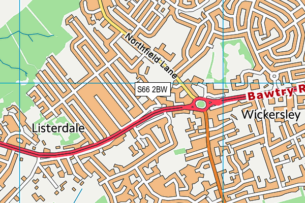 S66 2BW map - OS VectorMap District (Ordnance Survey)