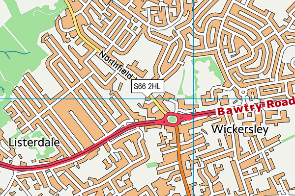 Wickersley Northfield Primary School map (S66 2HL) - OS VectorMap District (Ordnance Survey)