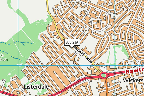 S66 2JA map - OS VectorMap District (Ordnance Survey)