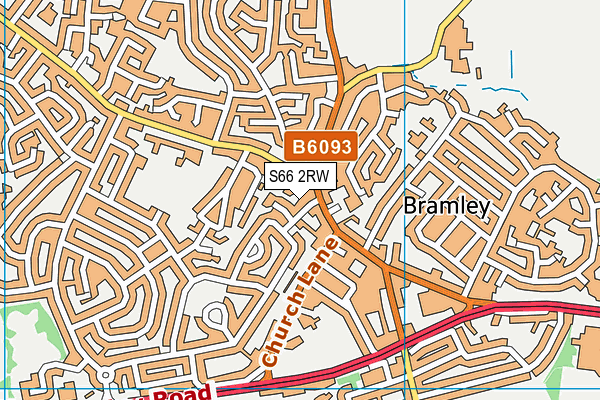 S66 2RW map - OS VectorMap District (Ordnance Survey)