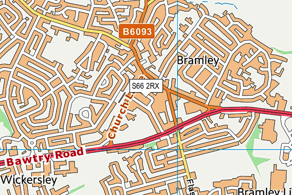 S66 2RX map - OS VectorMap District (Ordnance Survey)