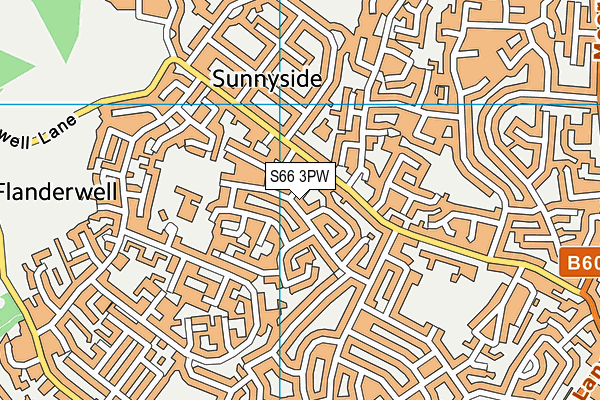 S66 3PW map - OS VectorMap District (Ordnance Survey)