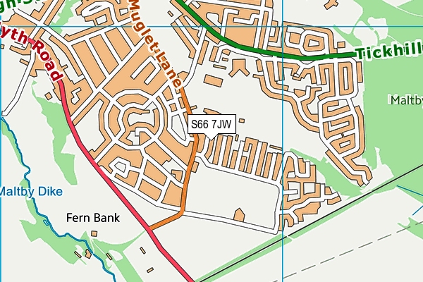 S66 7JW map - OS VectorMap District (Ordnance Survey)