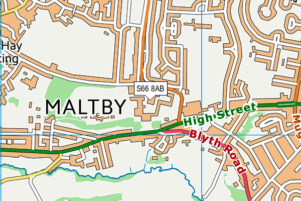 Maltby Academy map (S66 8AB) - OS VectorMap District (Ordnance Survey)