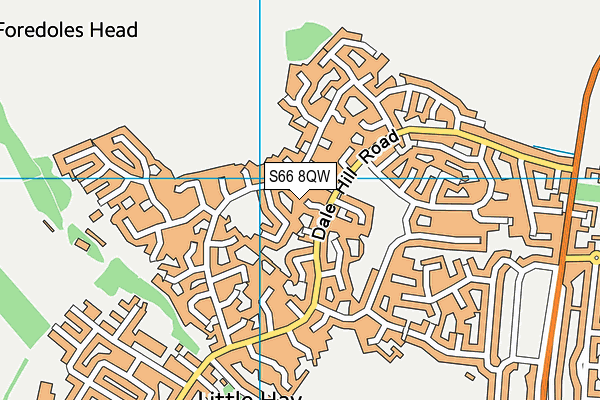S66 8QW map - OS VectorMap District (Ordnance Survey)