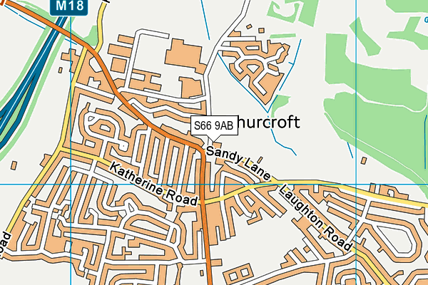 Thurcroft Hub map (S66 9AB) - OS VectorMap District (Ordnance Survey)