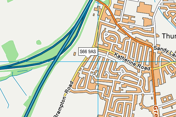S66 9AS map - OS VectorMap District (Ordnance Survey)