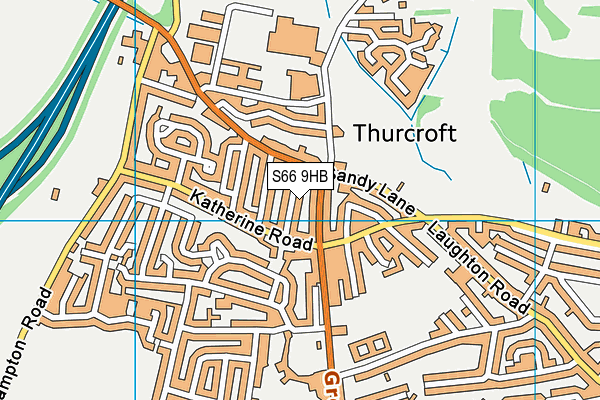 S66 9HB map - OS VectorMap District (Ordnance Survey)
