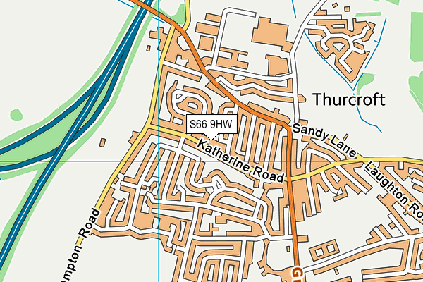 S66 9HW map - OS VectorMap District (Ordnance Survey)