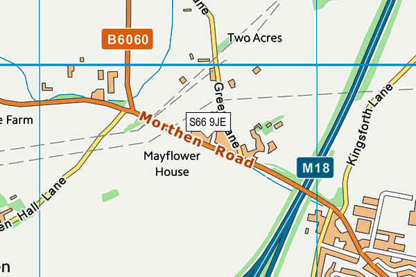 S66 9JE map - OS VectorMap District (Ordnance Survey)