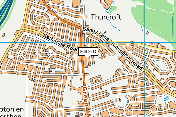 Green Arbour Road Rec Ground map (S66 9LQ) - OS VectorMap District (Ordnance Survey)
