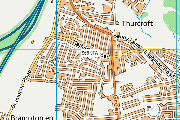 S66 9PA map - OS VectorMap District (Ordnance Survey)