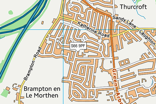 S66 9PF map - OS VectorMap District (Ordnance Survey)