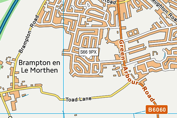 S66 9PX map - OS VectorMap District (Ordnance Survey)
