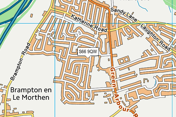 S66 9QW map - OS VectorMap District (Ordnance Survey)