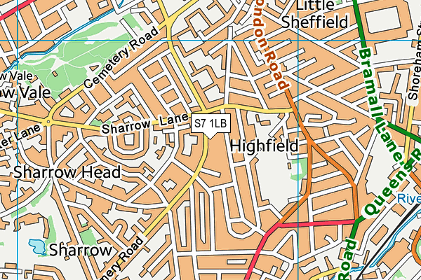 S7 1LB map - OS VectorMap District (Ordnance Survey)