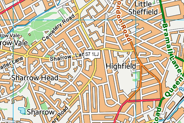 S7 1LJ map - OS VectorMap District (Ordnance Survey)