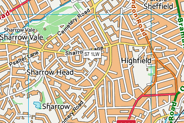 S7 1LW map - OS VectorMap District (Ordnance Survey)