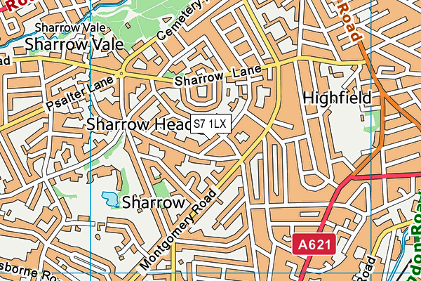 S7 1LX map - OS VectorMap District (Ordnance Survey)