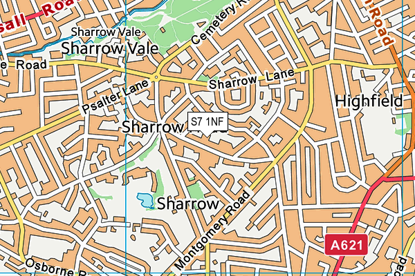 S7 1NF map - OS VectorMap District (Ordnance Survey)