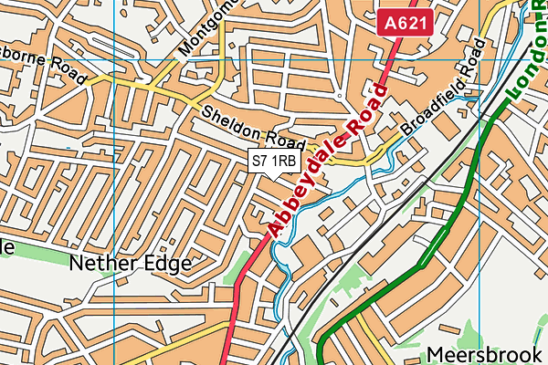 Nether Edge Primary School map (S7 1RB) - OS VectorMap District (Ordnance Survey)