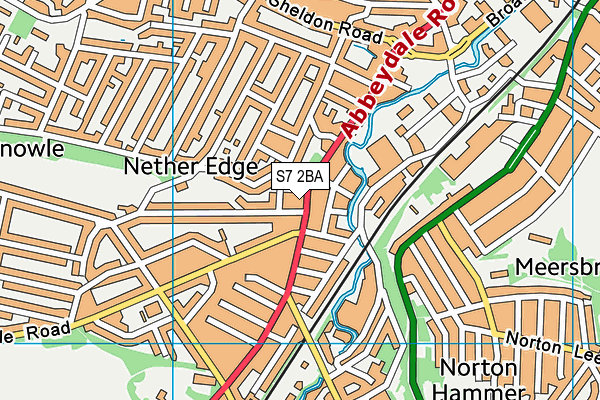 S7 2BA map - OS VectorMap District (Ordnance Survey)