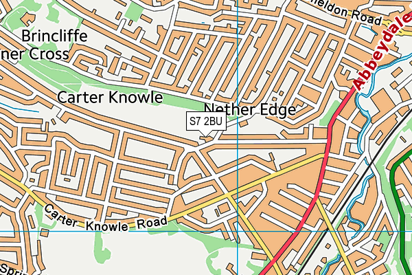S7 2BU map - OS VectorMap District (Ordnance Survey)