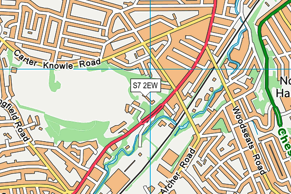 S7 2EW map - OS VectorMap District (Ordnance Survey)