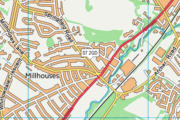 S7 2GD map - OS VectorMap District (Ordnance Survey)