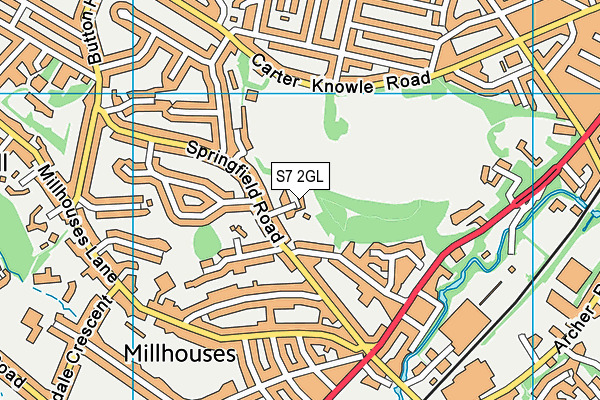 S7 2GL map - OS VectorMap District (Ordnance Survey)