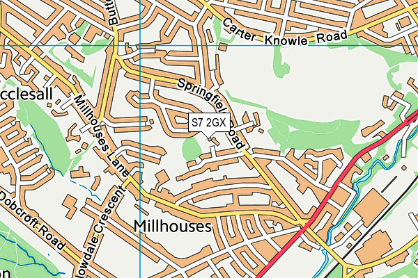S7 2GX map - OS VectorMap District (Ordnance Survey)