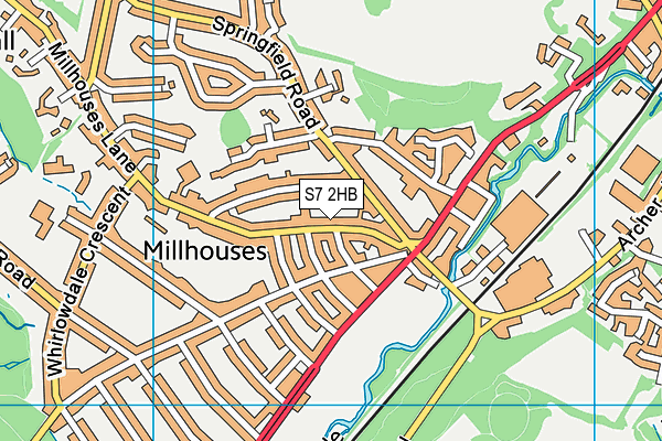 S7 2HB map - OS VectorMap District (Ordnance Survey)