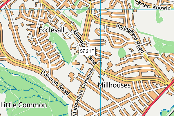S7 2HF map - OS VectorMap District (Ordnance Survey)