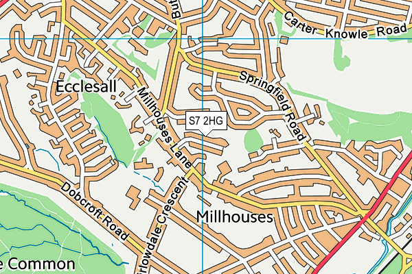 S7 2HG map - OS VectorMap District (Ordnance Survey)