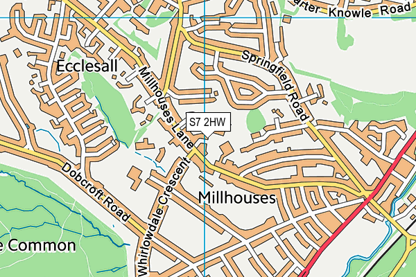 S7 2HW map - OS VectorMap District (Ordnance Survey)