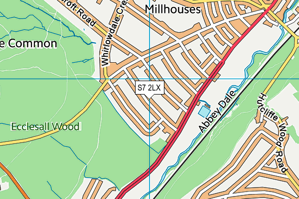 S7 2LX map - OS VectorMap District (Ordnance Survey)