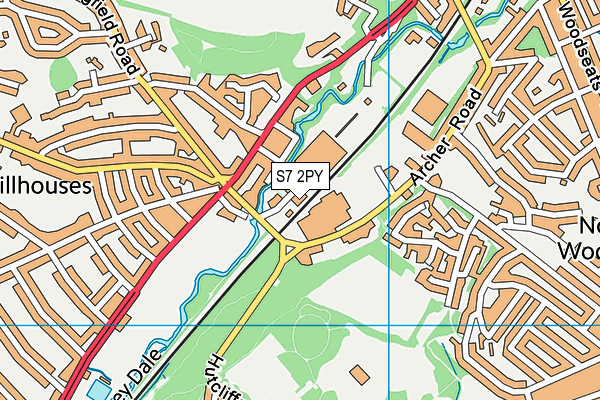 S7 2PY map - OS VectorMap District (Ordnance Survey)