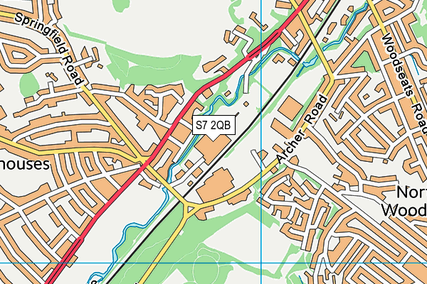 S7 2QB map - OS VectorMap District (Ordnance Survey)