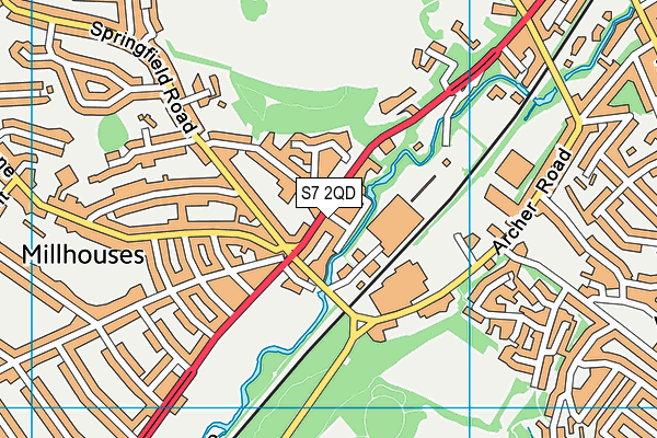 S7 2QD map - OS VectorMap District (Ordnance Survey)