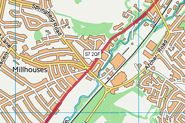 S7 2QF map - OS VectorMap District (Ordnance Survey)