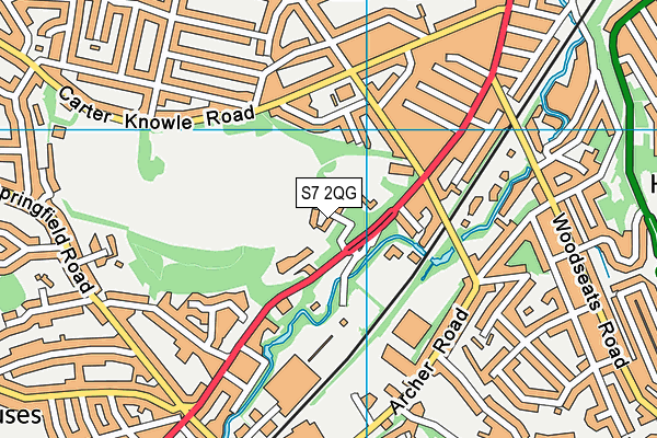 S7 2QG map - OS VectorMap District (Ordnance Survey)