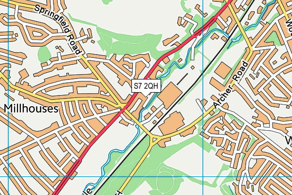 S7 2QH map - OS VectorMap District (Ordnance Survey)