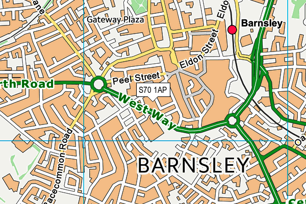 Ymca (Barnsley) map (S70 1AP) - OS VectorMap District (Ordnance Survey)