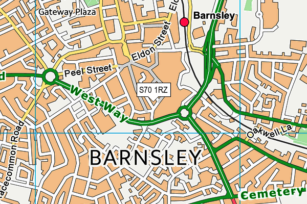 S70 1RZ map - OS VectorMap District (Ordnance Survey)