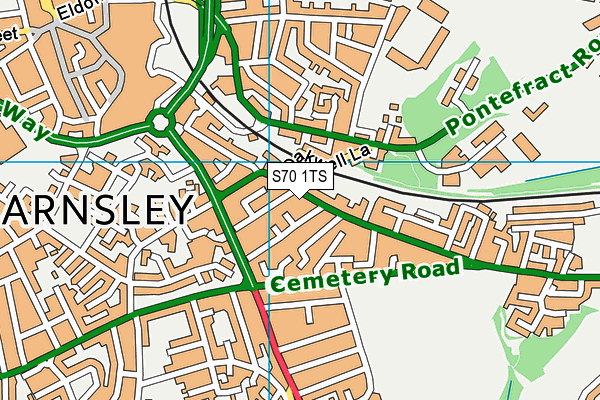 Oakwell Rise Primary Academy map (S70 1TS) - OS VectorMap District (Ordnance Survey)
